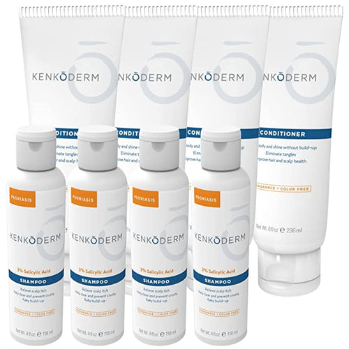 Kenkoderm Psoriasis Shampoo + Conditioner Bundle (4 Packs)