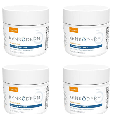 Kenkoderm Psoriasis Moisturizing Cream with 2% Salicylic Acid - 10 oz Jar (4 Jars)