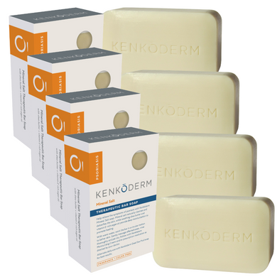 Kenkoderm Psoriasis Dead Sea Mineral Salt Soap with Argan Oil & Shea Butter 4.25 oz (4 Bars)